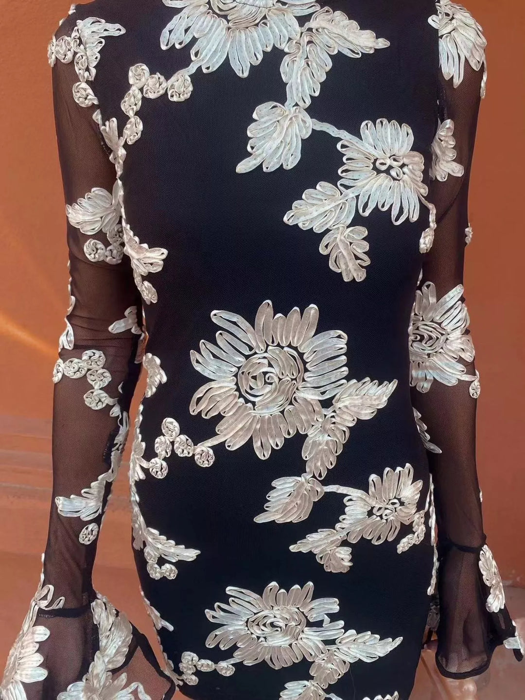 Floral Flounce Sleeve Mini Dress