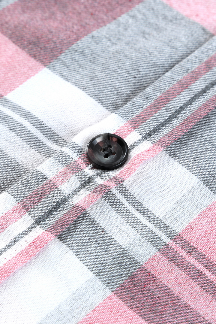 Pink Plaid Button Up Patch Pocket Shirt