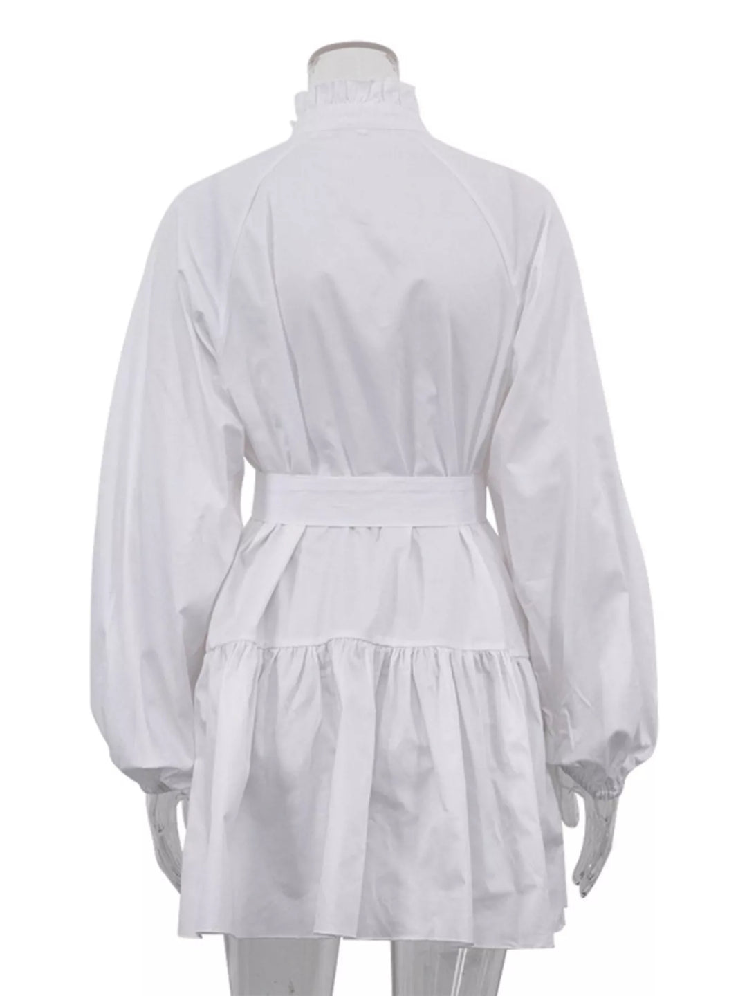 Button-Up Balloon Sleeve Mini Dress