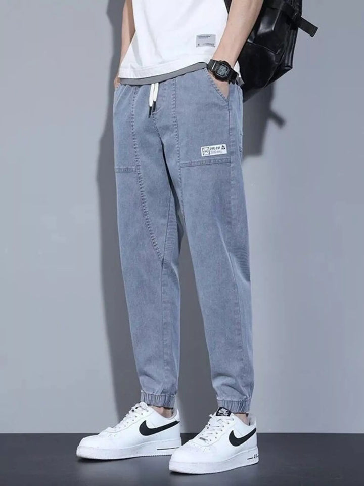 Men's Full Size Casual Drawstring Jeans Plus Size