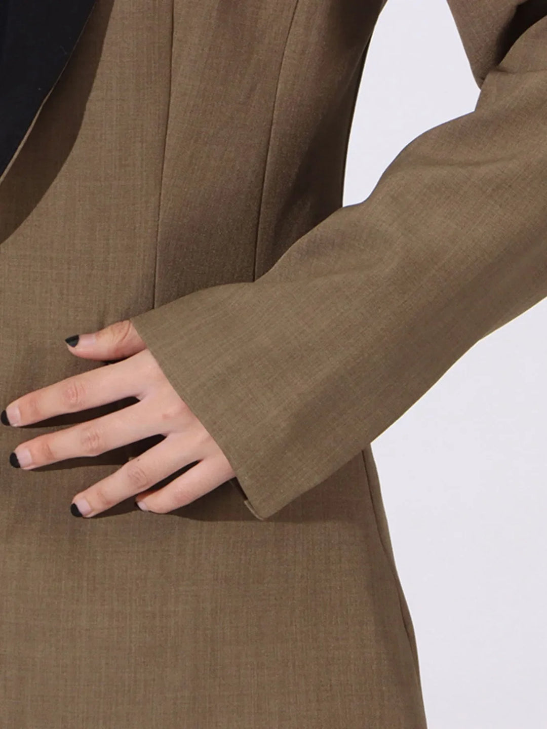 Contrast Lapel Collar Long Sleeve Blazer
