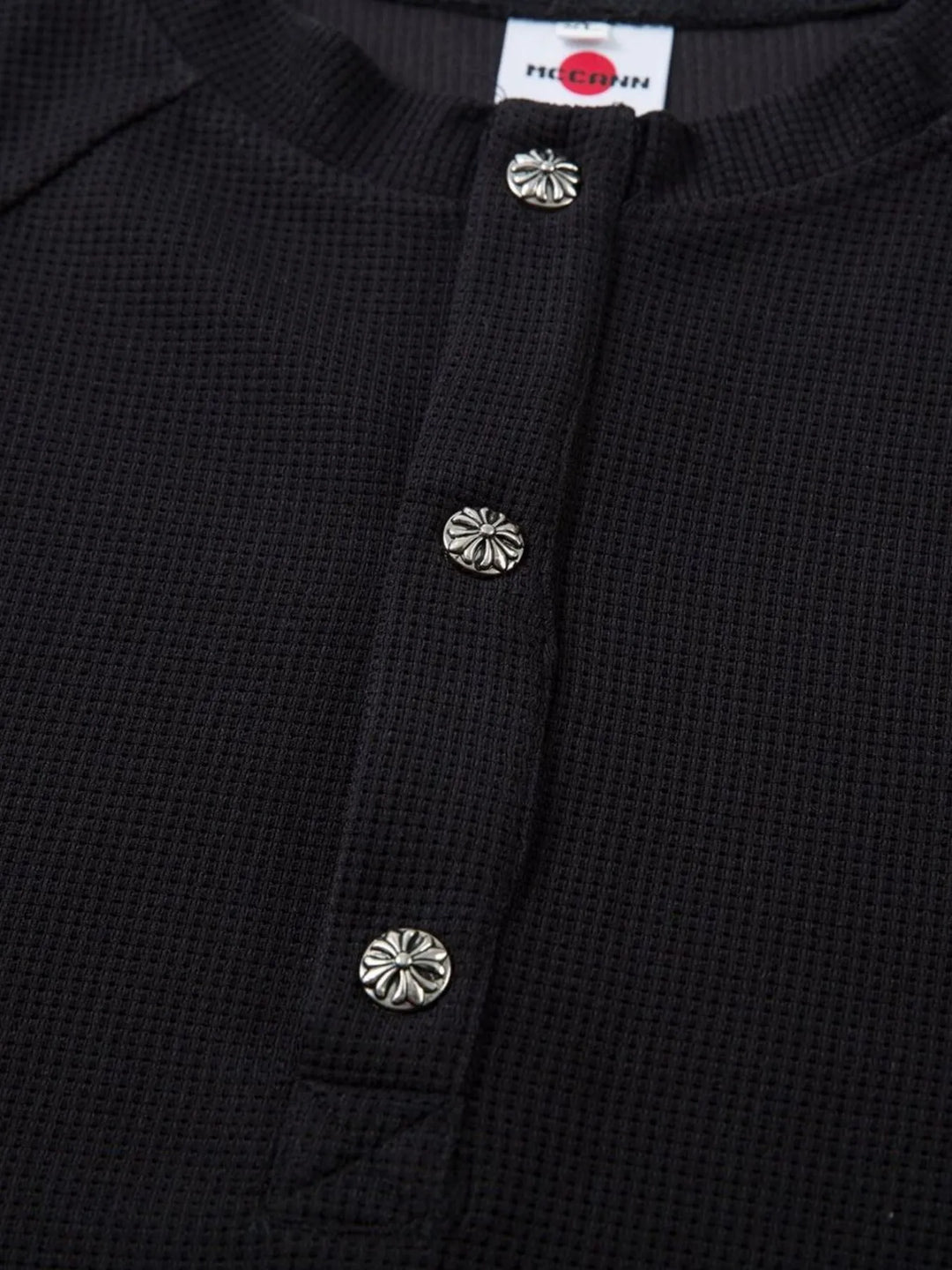 Men's Henley Structured Waffle-Knit T-Shirt