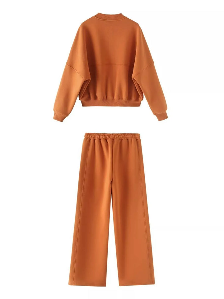 Zip Up Top and Drawstring Pants Two-Piece Set