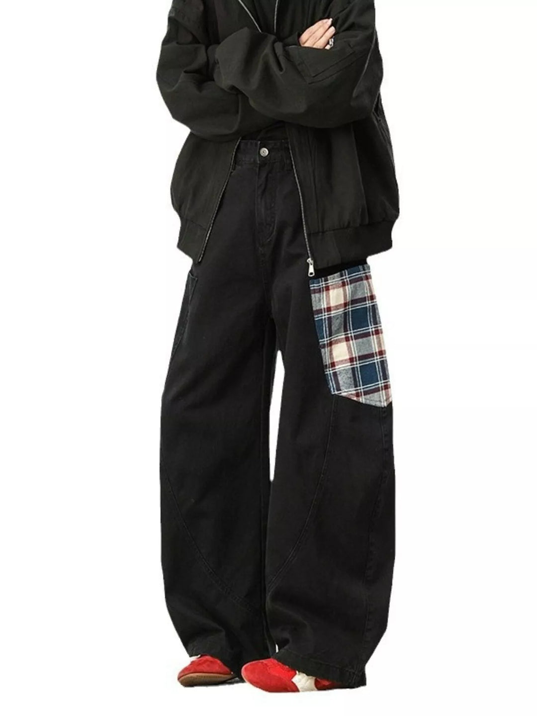 Men's Full Size Wide Leg Patchwork Casual Pants Plus Size