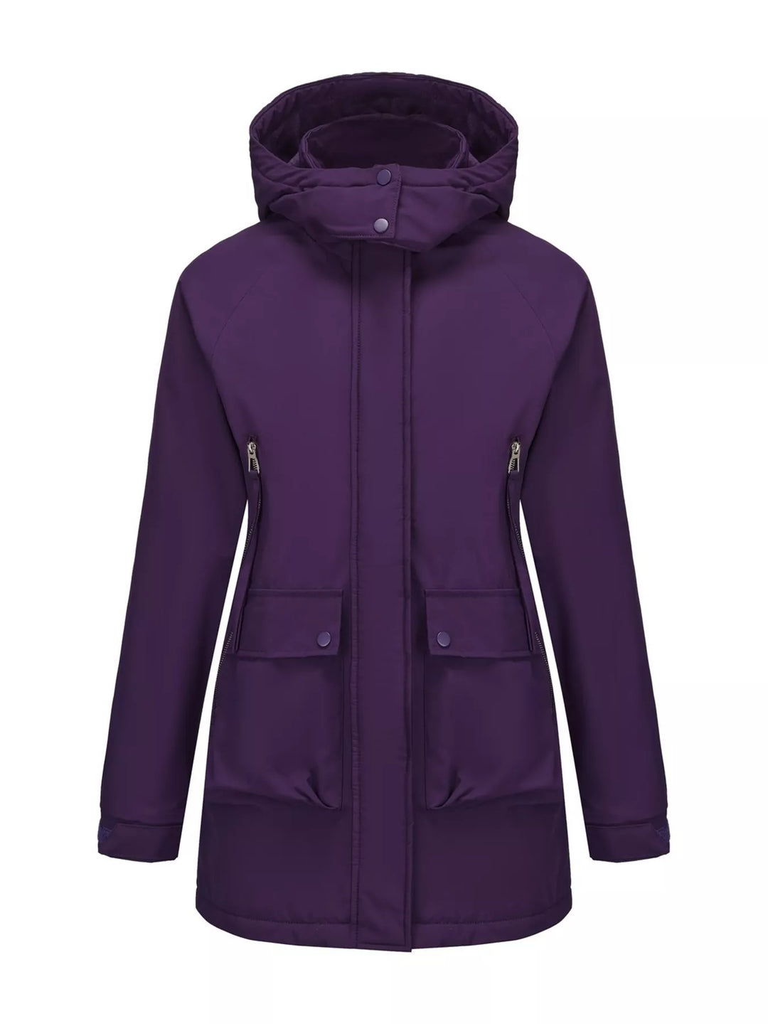 Full Size Zip Up Hooded Parka Outerwear Plus Size