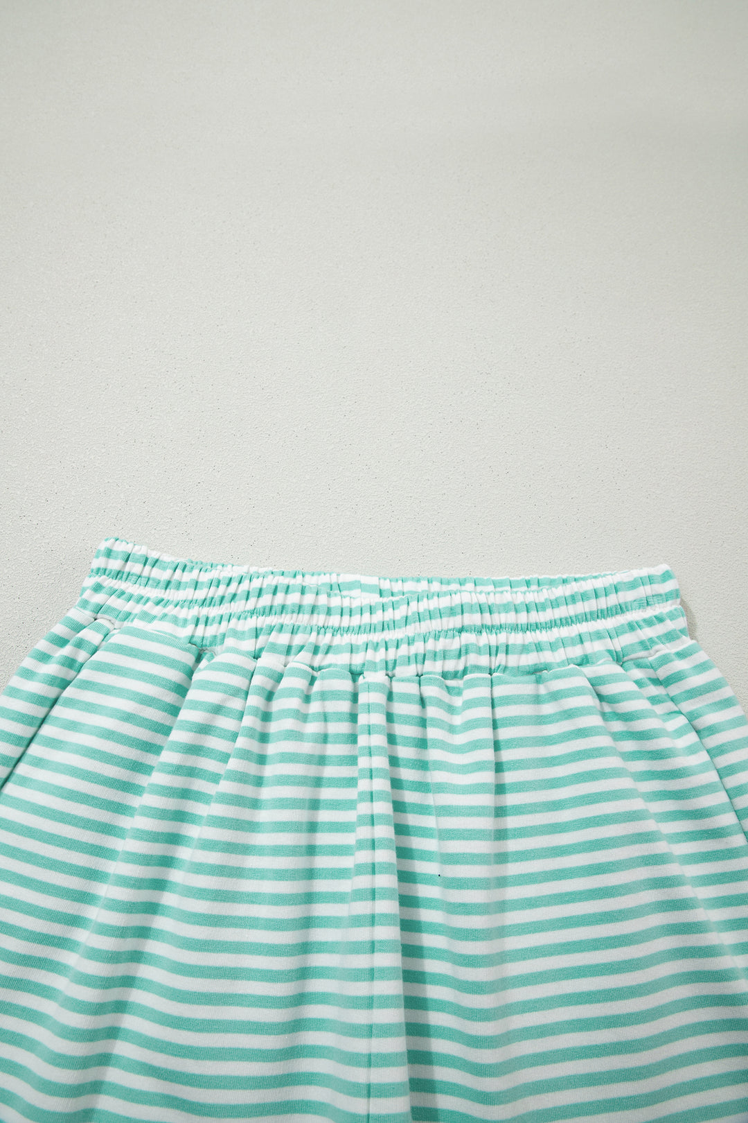 Green Stripe Oversize Mock Neck Sweatshirt and Shorts Set