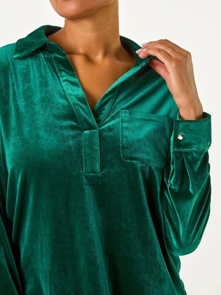 Velvet Long Sleeve Blouse