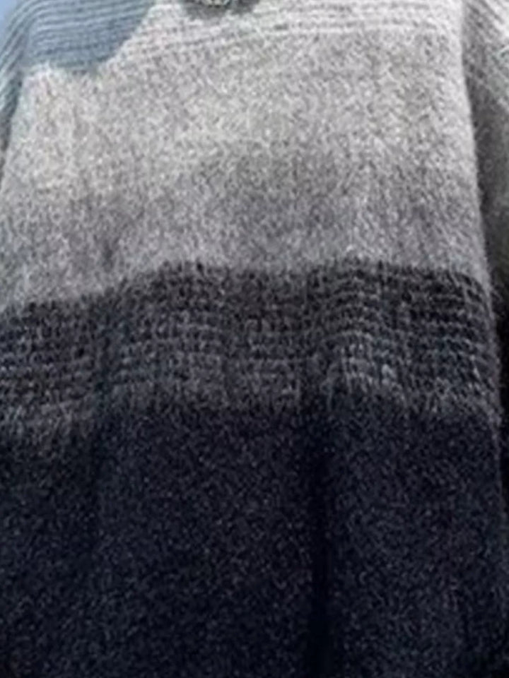 Men's Gradient Color Block Fuzzy Knit Pullover