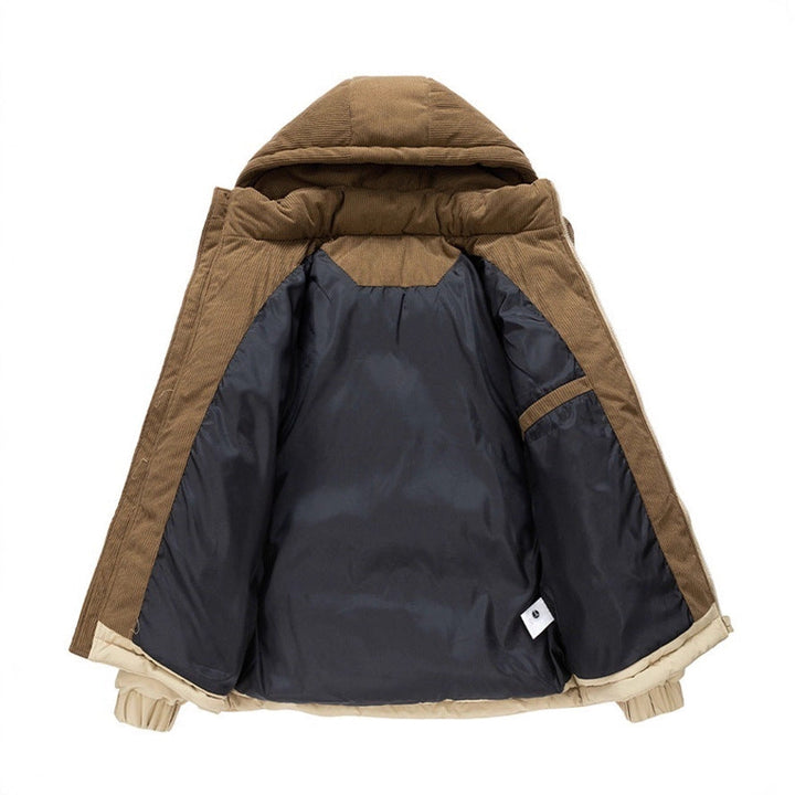 Thick Corduroy Patchwork Jacket Winter Zip-up Stand Collar Coat Casual Commuter Long-sleeved Cardigan Top Outwear Women's Clothing