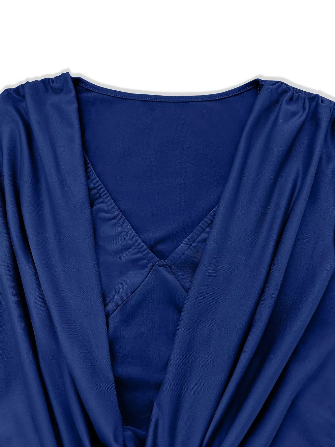 Draped V-Neck Long Sleeve Bodycon Mini Dress