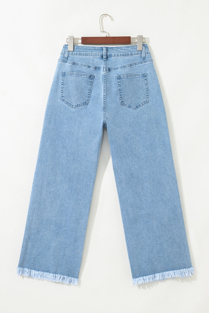 Myosotis Acid Washed High Rise Cropped Wide Leg Jeans