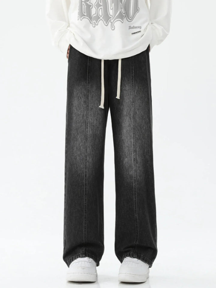 Men's Full Size Drawstring Wide Leg Jeans Plus Size