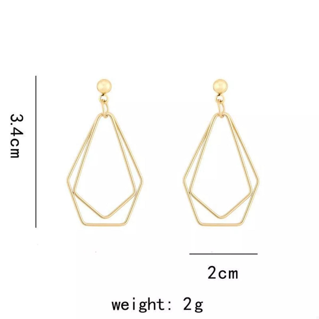 18K Gold-Plated Alloy Geometric Wire Drop Earrings
