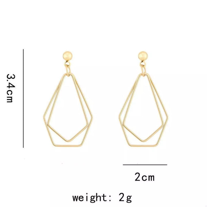 18K Gold-Plated Alloy Geometric Wire Drop Earrings