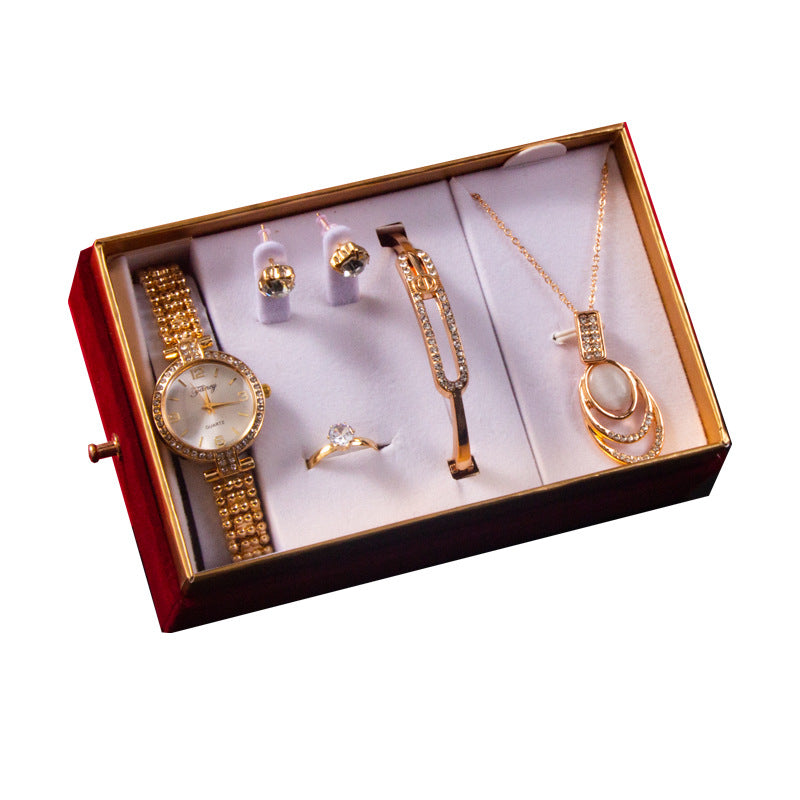 Goddess Festival With Hand Gift Set Watch Bracelet Necklace Ear Stud