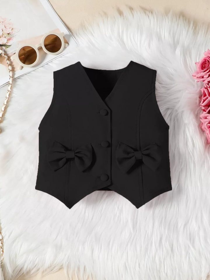 Children's Bowknot Vest & Pleated Skirt Set