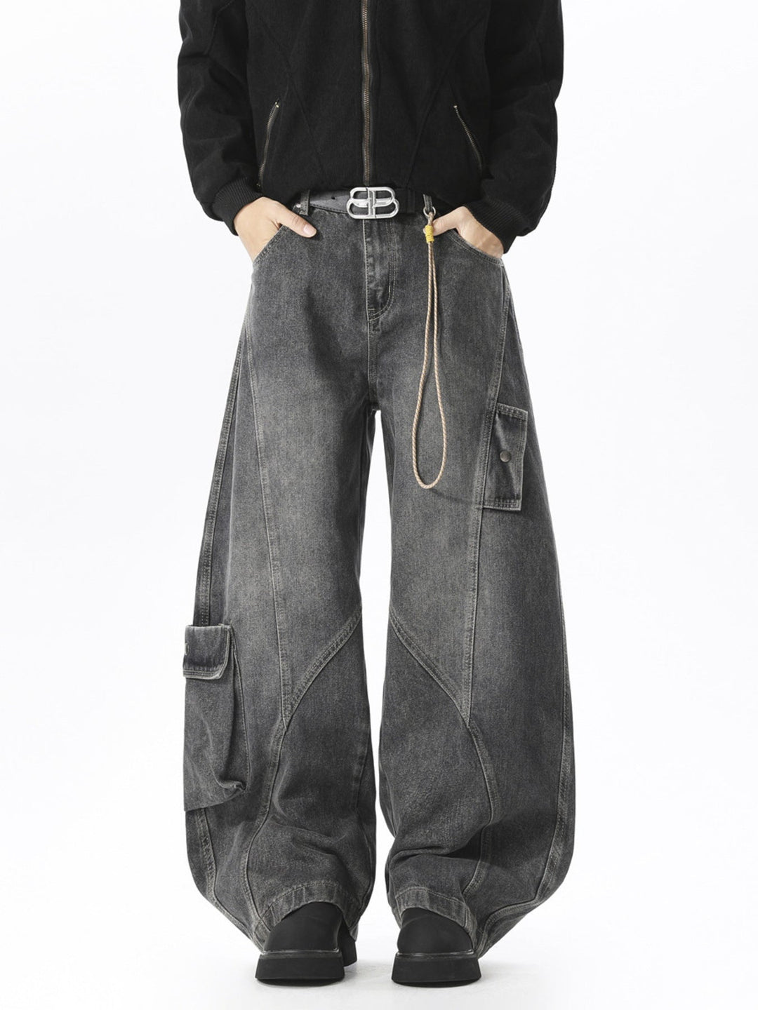 Men's Full Size Wide Leg Cargo Jeans Plus Size
