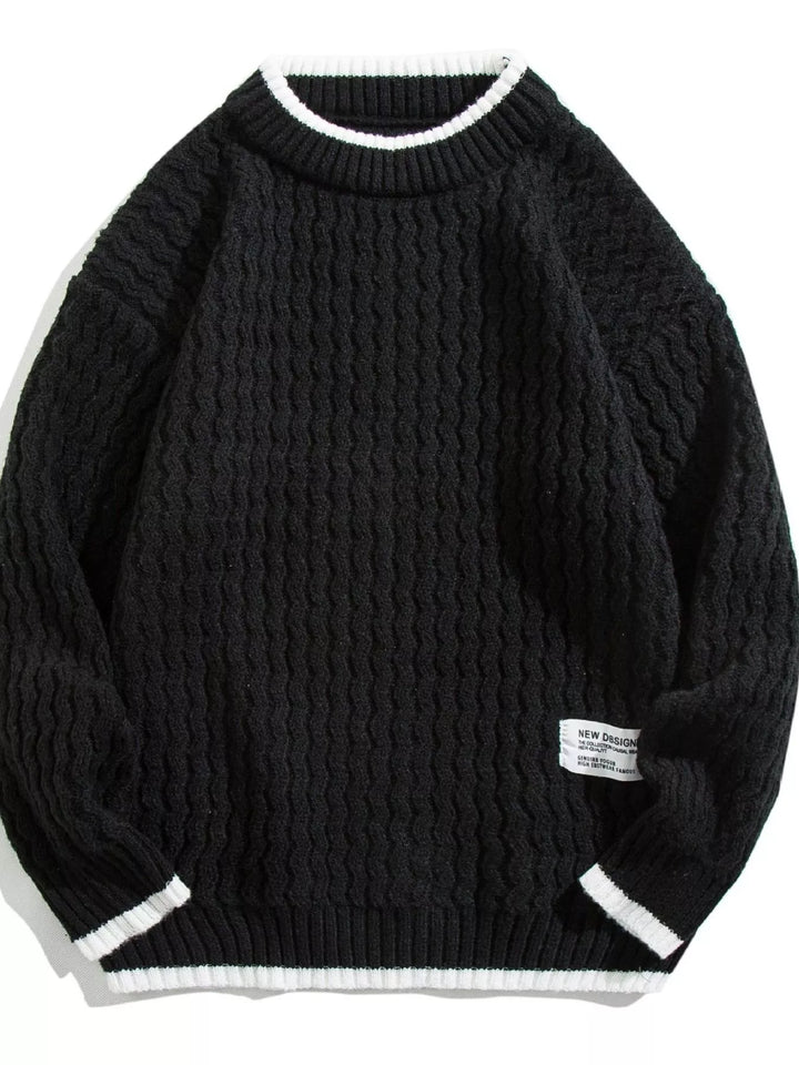 Men's Plus Size Round Neck Textured Knit Sweater