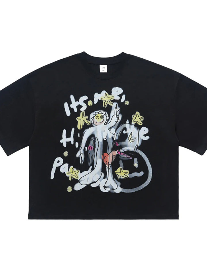 Men's Round Neck Cartoon Graphic T-Shirt