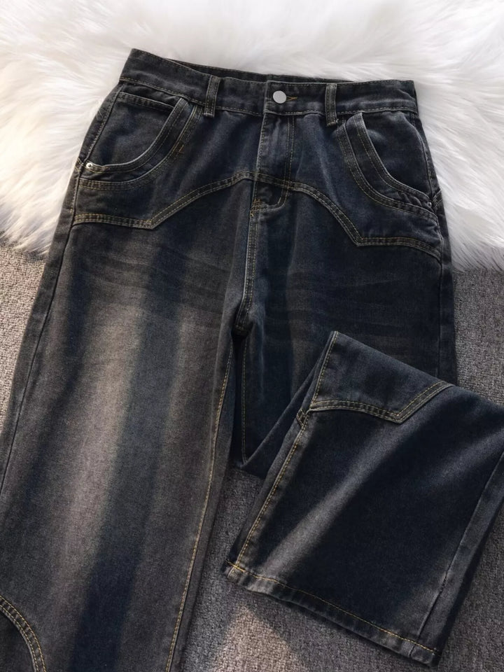 Men's Vintage Wash Wide Leg Jeans