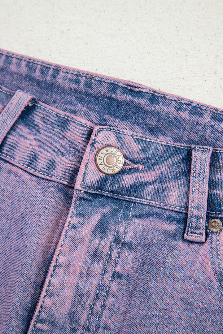 Orchid Petal Vintage Wash Frayed Hem Ankle-length Jeans