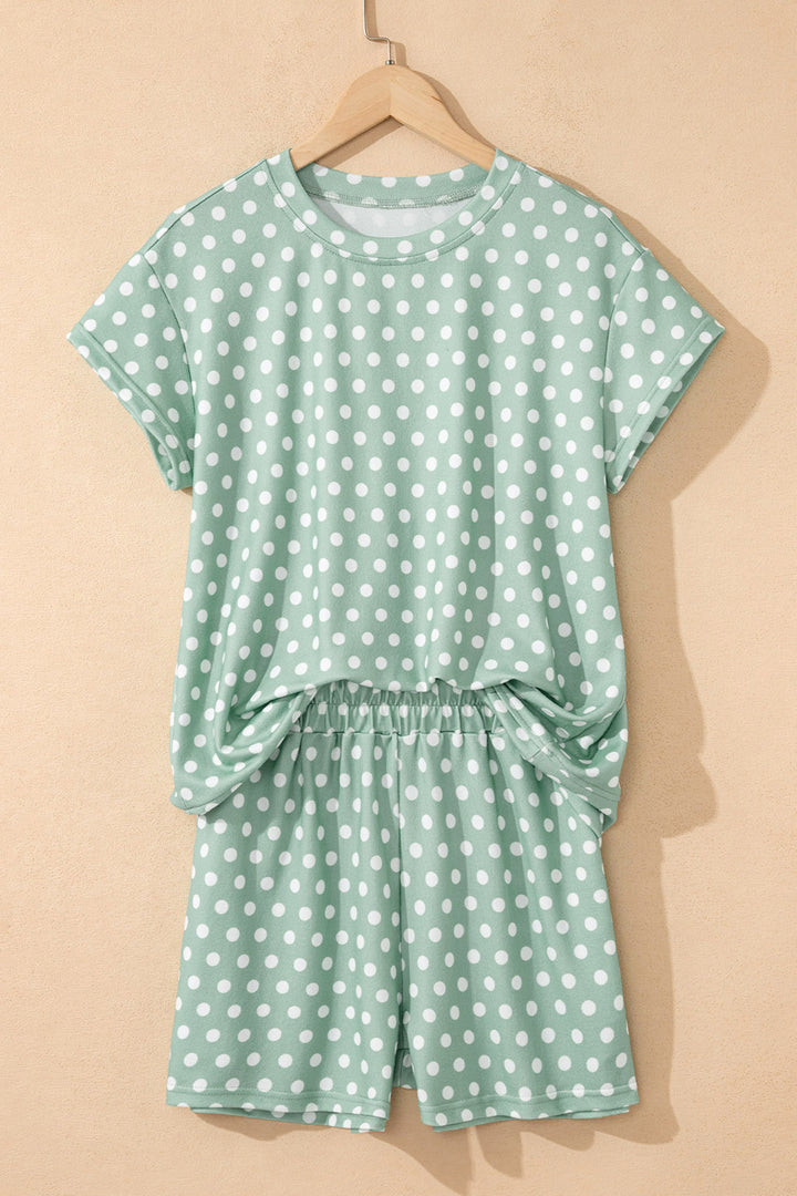 Green Polka Dot Print Short Set