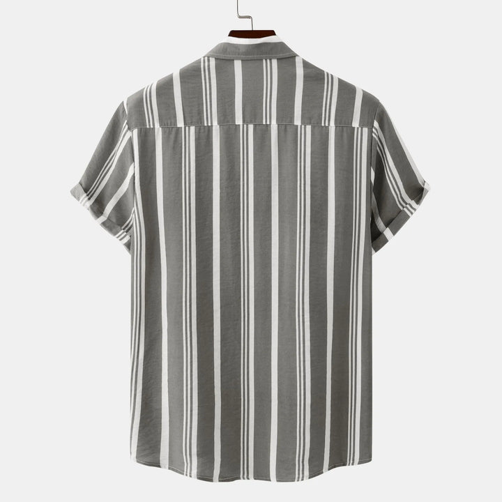 Men's Plus Size Striped Short Sleeve Button-Down Shirt