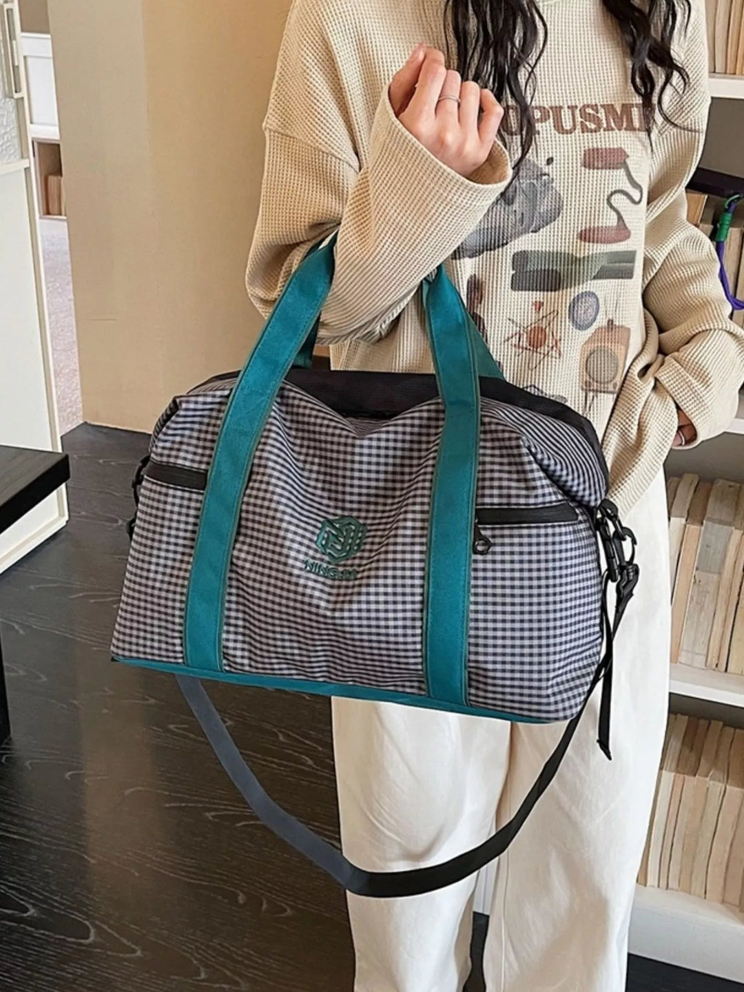Plaid Oxford Cloth Travel Bag