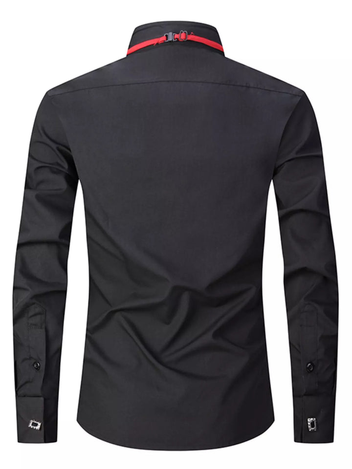 Men's Full Size Long Sleeve Shirt with Bow Tie Plus Size