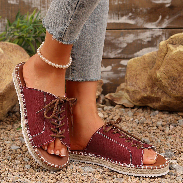 Open Toe Lace Up Sandals