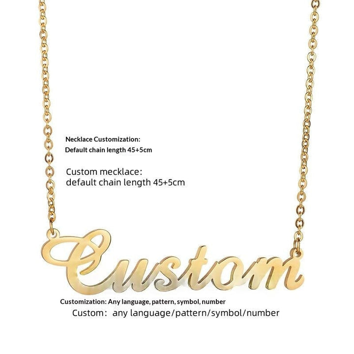 Stainless Steel Name Necklace Electroplated With Real Gold In English