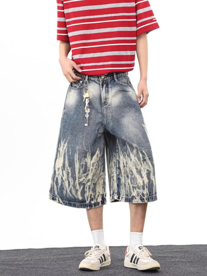 Men's Full Size Wide-Leg Denim Shorts Plus Size