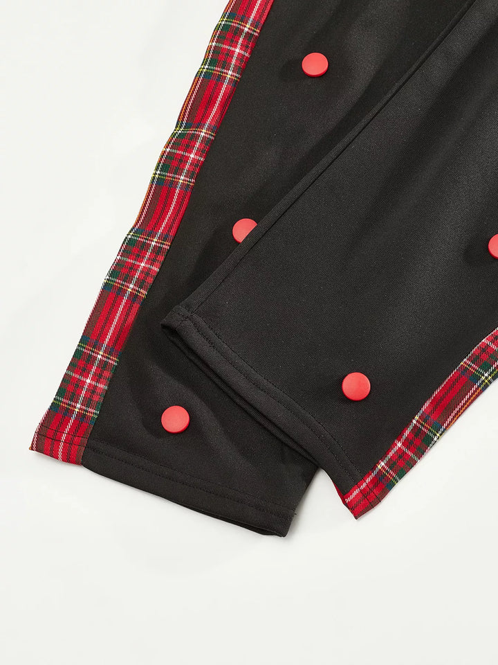 Men's Full Size Drawstring Plaid Side Stripe Pants Plus Size
