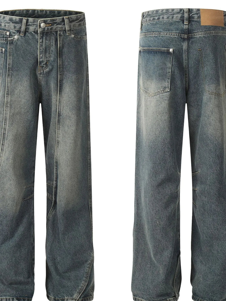 Men's Vintage Washed Wide Leg Baggy Jeans