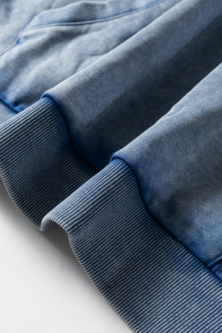 Half Zip Kangaroo Pocket Mineral Wash Baggy Hoodie