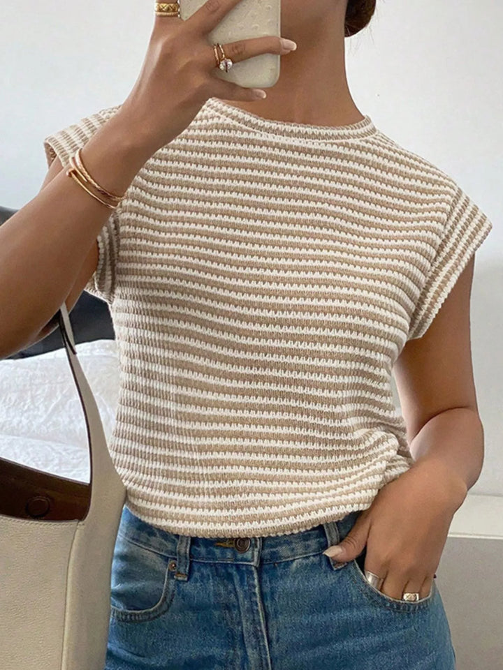 Full Size Striped Round Neck Short Sleeve T-Shirt Plus Size