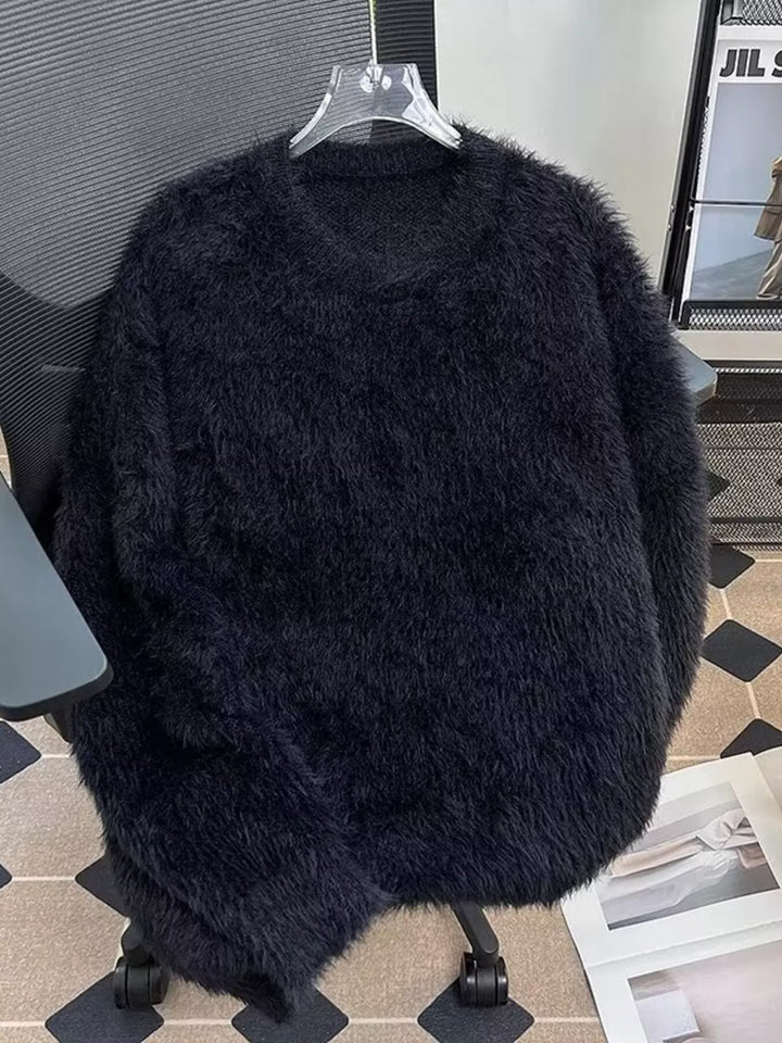 Men's Fluffy Knit Pullover Sweater