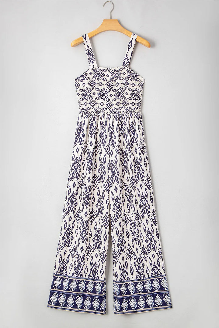 Bohemian Print Wide Leg Jumpsuit