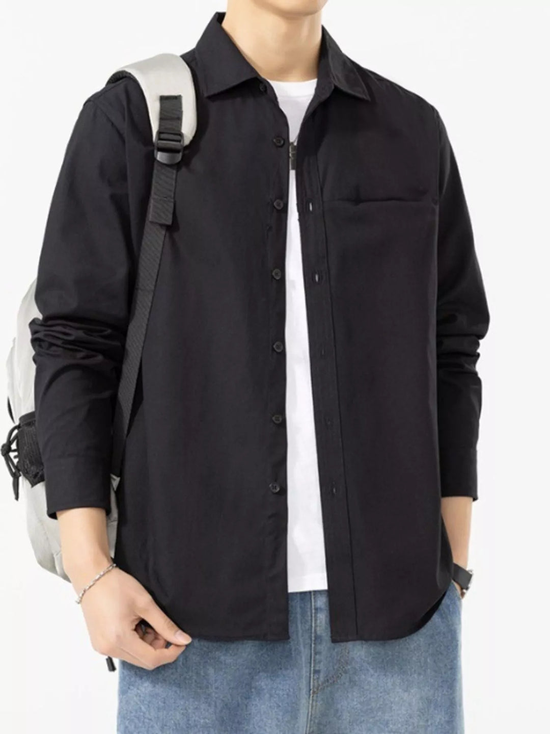 Men's Plus Size Button Up Long Sleeve Shirt