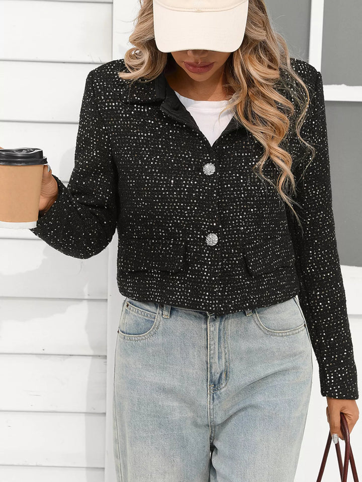 Tweed Button Up Cropped Jacket