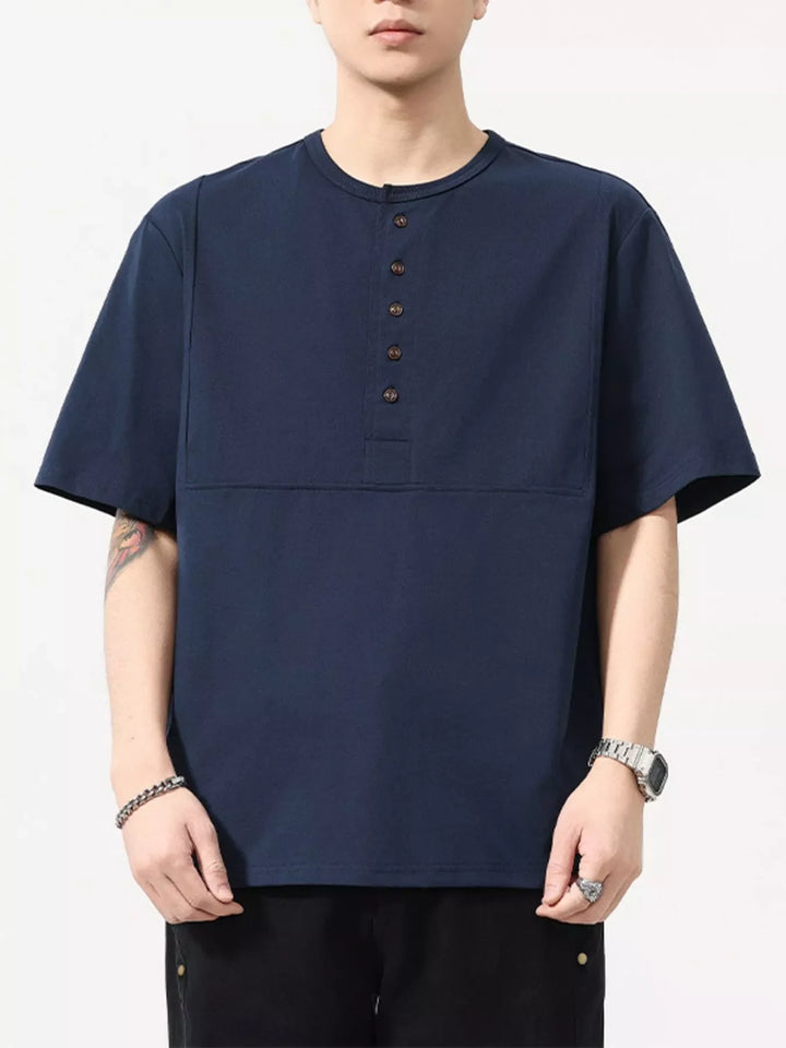 Men's Plus Size Button Detail Short Sleeve T-Shirt