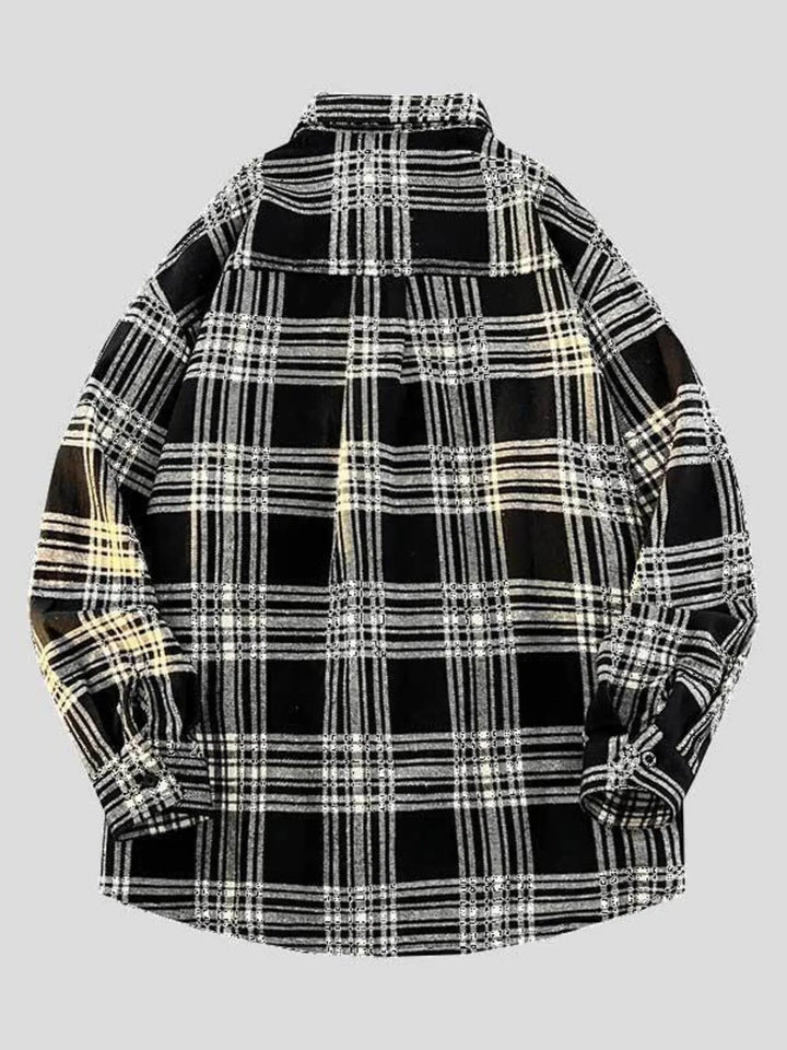 Men's Full Size Plaid Button Up Long Sleeve Shirt Plus Size