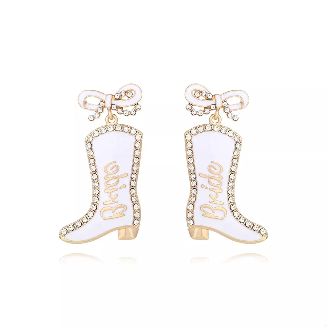 Cowgirl Boot Dangle Earrings with Bow