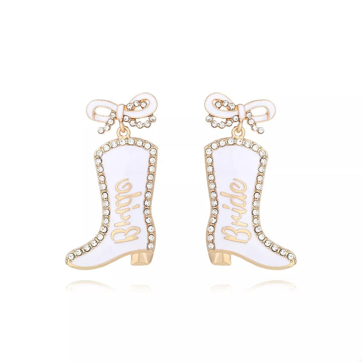 Cowgirl Boot Dangle Earrings with Bow