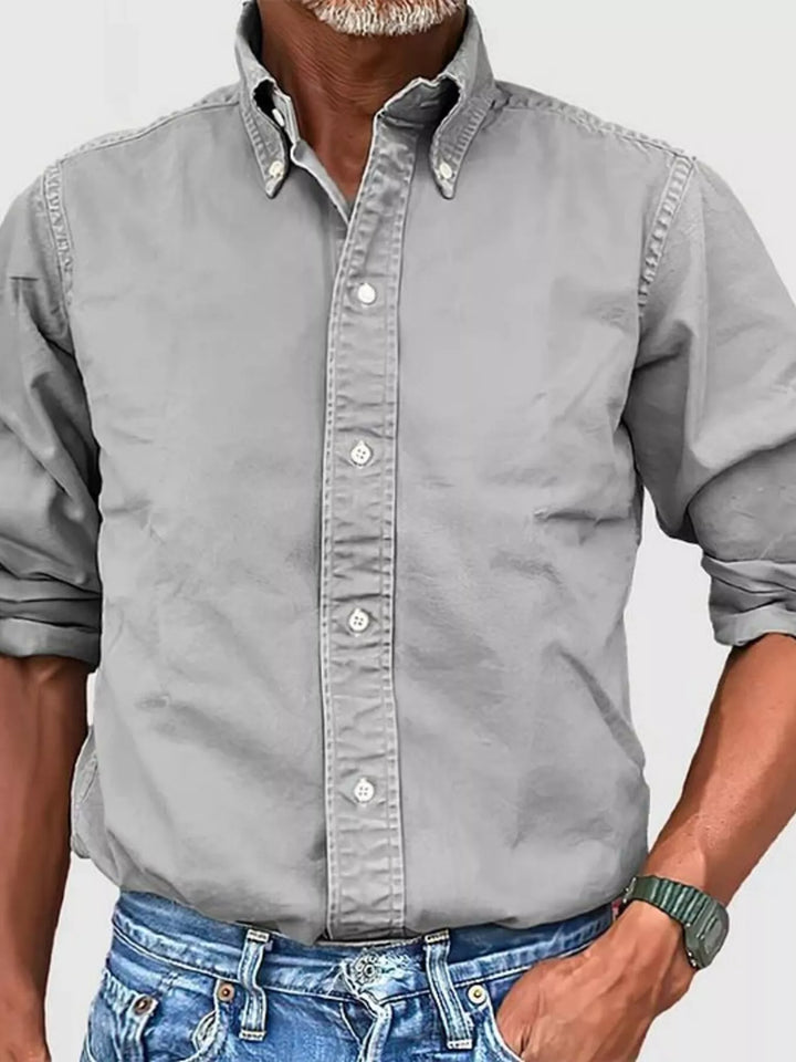 Men's Full Size Casual Button-Down Shirt Plus Size