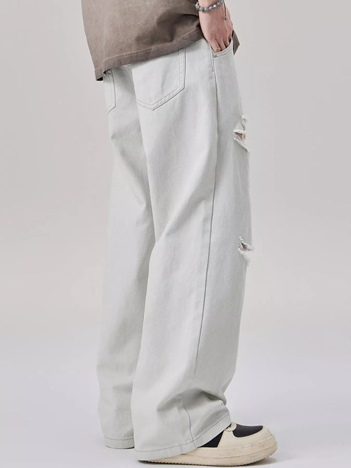 Men's Distressed Wide Leg Jeans
