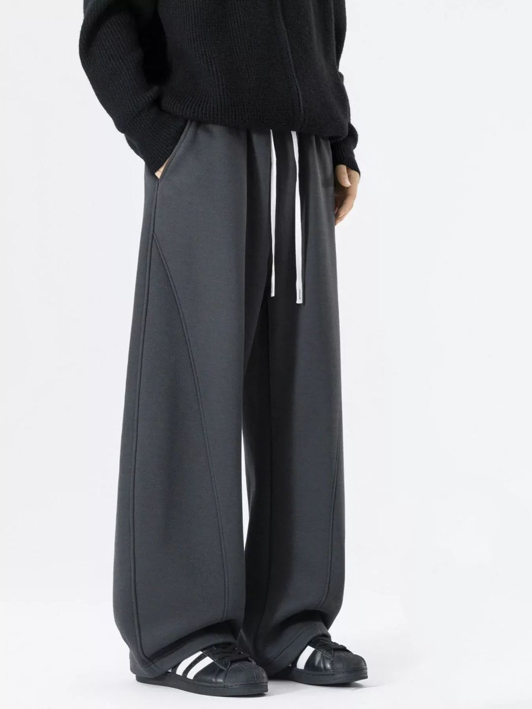 Men's Plus Size Loose Fit Drawstring Wide Leg Pants