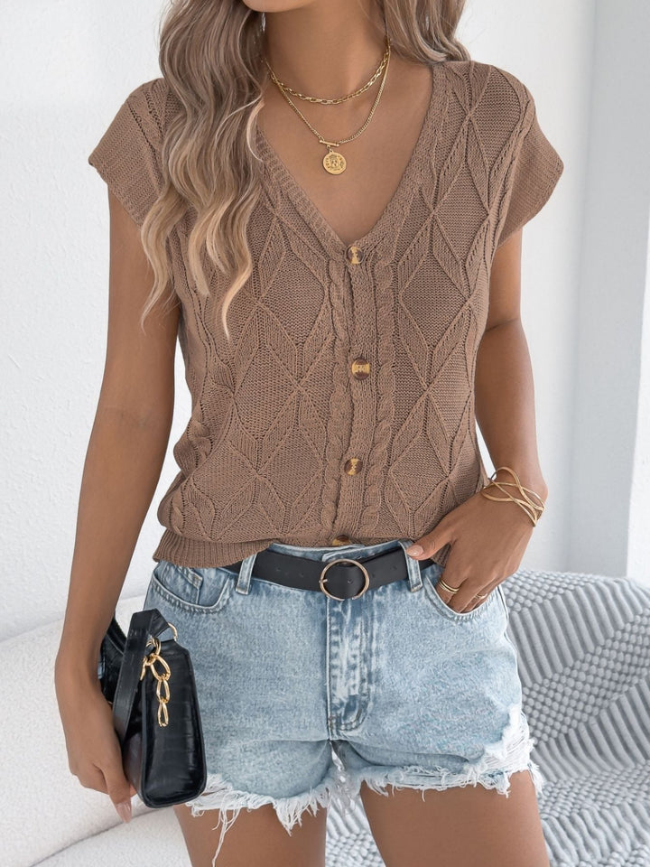 Cable Knit Button-Down Cardigan
