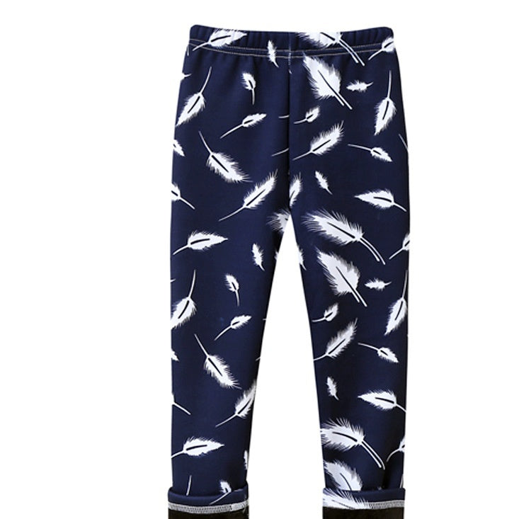 Girls Thin-Flannel SpringAutumn Outerwear Milk-Viscose Pants