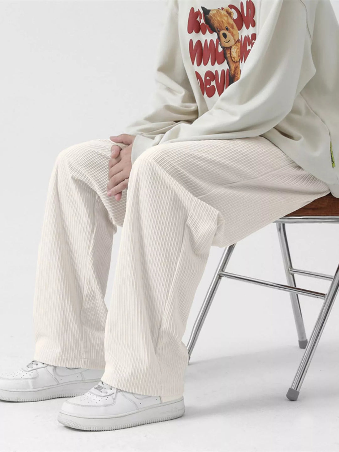 Men's Full Size Drawstring Wide Leg Corduroy Pants Plus Size